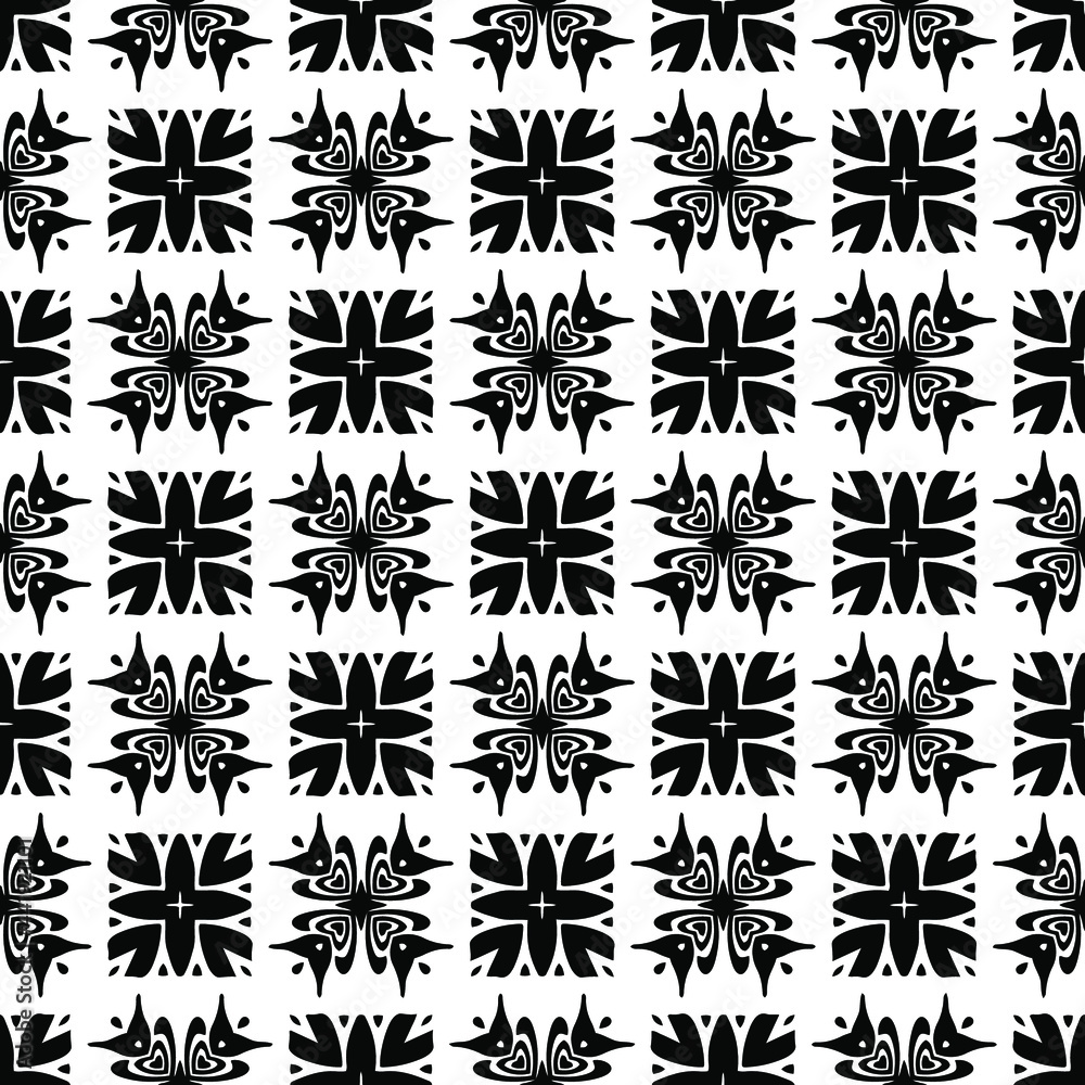 Abstract Flower Tiles Seamless Vector Pattern Design. Black and white pattern. Abstract Flower Tiles Seamless Vector Pattern Design. Black and white pattern.