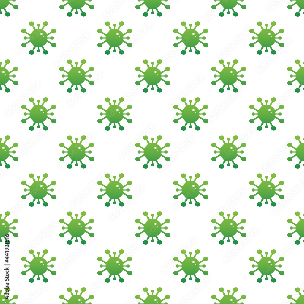 Green virus, coronavirus icons vector seamless pattern background for covid-19 related design.