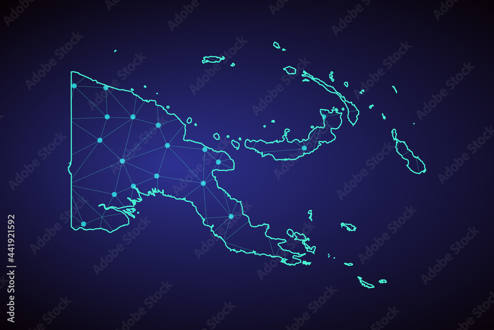Map of Papua new guinea. Wire frame 3D mesh polygonal network line, design sphere, dot and structure. communications map of Papua new guinea. Vector Illustration EPS10. - Vector Map of Papua new guinea. Wire frame 3D mesh polygonal network line, design sphere, dot and structure. communications map of Papua new guinea. Vector Illustration EPS10. - Vector