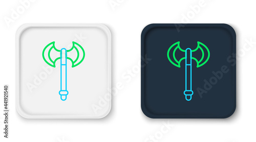 Line Medieval axe icon isolated on white background. Battle axe, executioner axe. Medieval weapon. Colorful outline concept. Vector