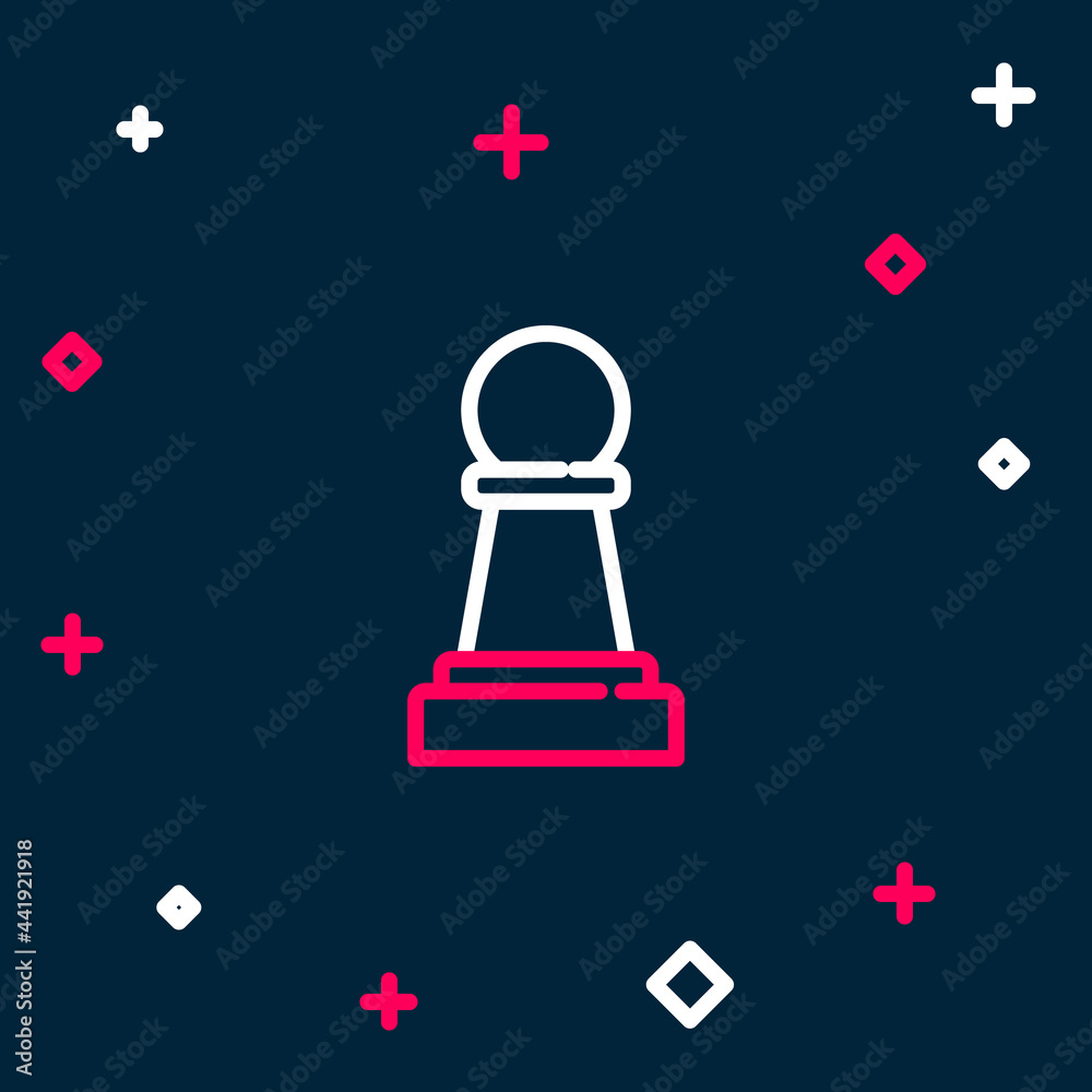 Line Chess icon isolated on blue background. Business strategy. Game, management, finance. Colorful outline concept. Vector Line Chess icon isolated on blue background. Business strategy. Game, management, finance. Colorful outline concept. Vector