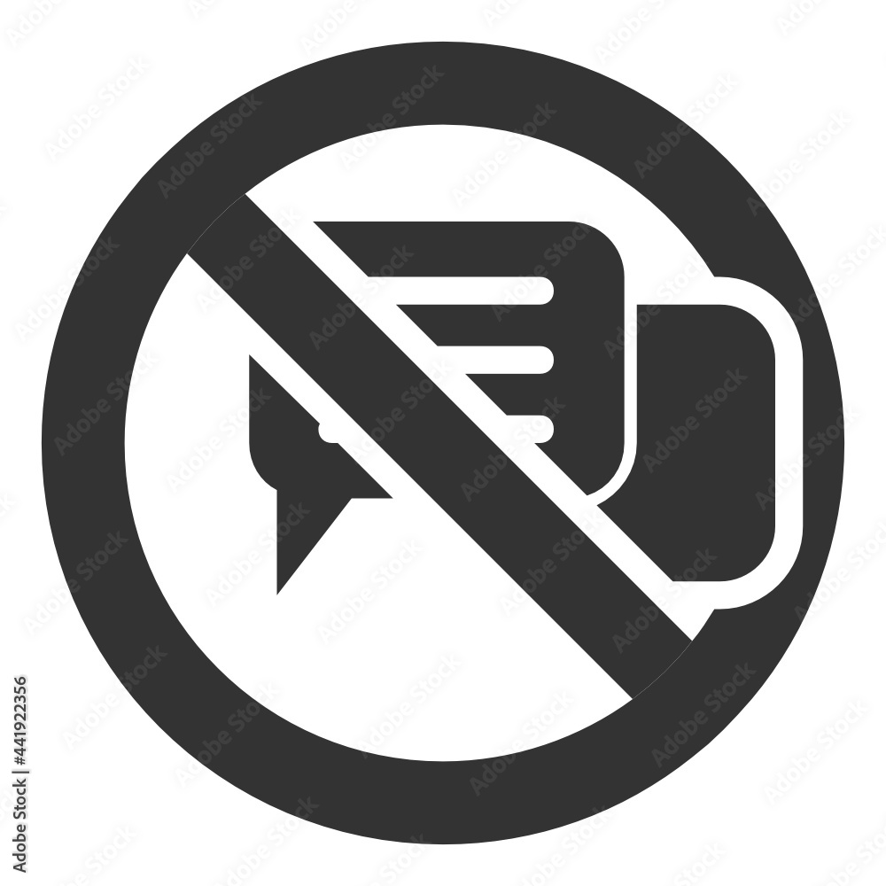 No talk , Prohibition Sign solid icon. No talk , Prohibition Sign solid icon.