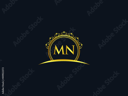 Letter MN Logo, luxury mn logo icon vector for modern Hotel, Heraldic, Jewelry, Fashion, Royalty With Gold Color Image Design