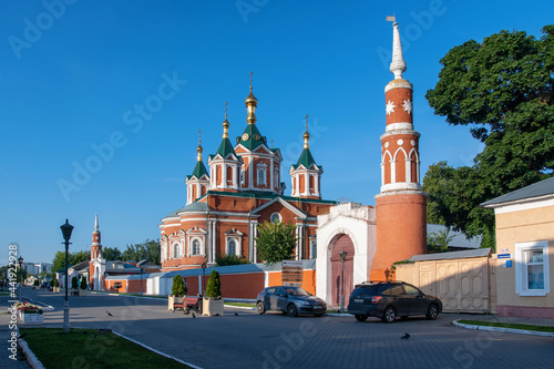 View of Holy Cross Cathedral (Krestovozdvizhensky cathedral, 1855) of Brusensky monastery. Kolomna, Moscow Oblast, Russia.