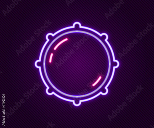 Glowing neon line Dial knob level technology settings icon isolated on black background. Volume button, sound control, analog regulator. Colorful outline concept. Vector