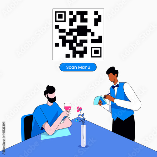Scan restaurant menu illustration concept vector