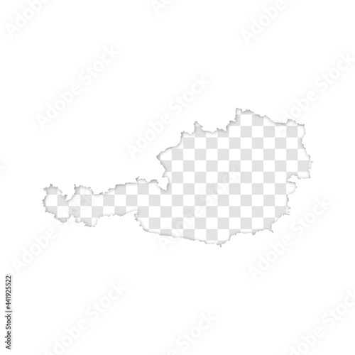 transparent silhouette of Austria map with shadow