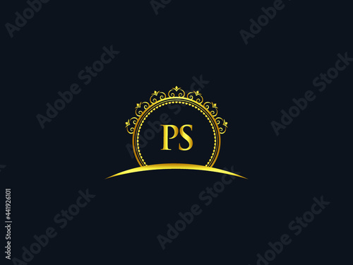 Letter PS Logo, luxury ps logo icon vector for modern Hotel, Heraldic, Jewelry, Fashion, Royalty With Gold Color Image Design