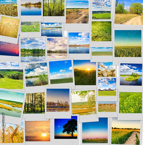 Nature and agriculture background. Collage of images