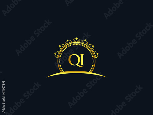 Letter QI Logo, luxury qi logo icon vector for modern Hotel, Heraldic, Jewelry, Fashion, Royalty With Gold Color Image Design