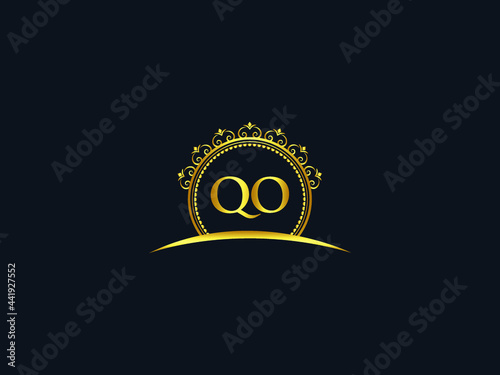 Letter QO Logo, luxury qo logo icon vector for modern Hotel, Heraldic, Jewelry, Fashion, Royalty With Gold Color Image Design photo