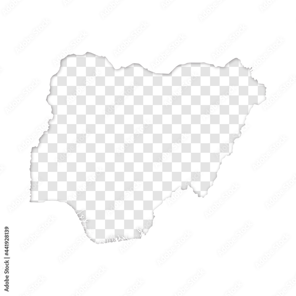 transparent silhouette of Nigeria map with shadow