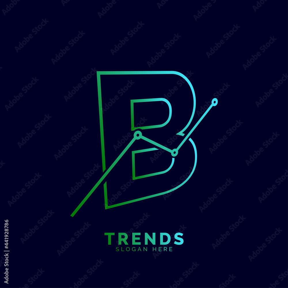 dynamic outline letter B trends statistic vector logo design dynamic outline letter B trends statistic vector logo design