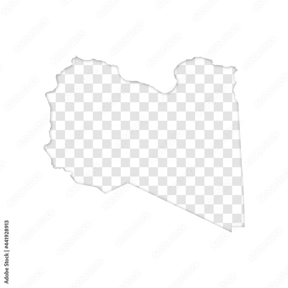 transparent silhouette of libya map with shadow