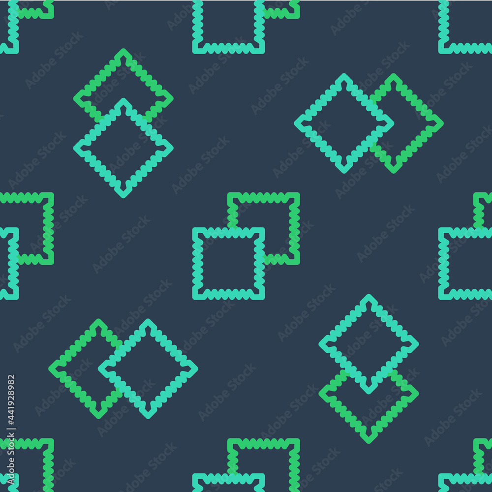 Line Textile fabric roll icon isolated seamless pattern on blue background. Roll, mat, rug, cloth, carpet or paper roll icon. Vector