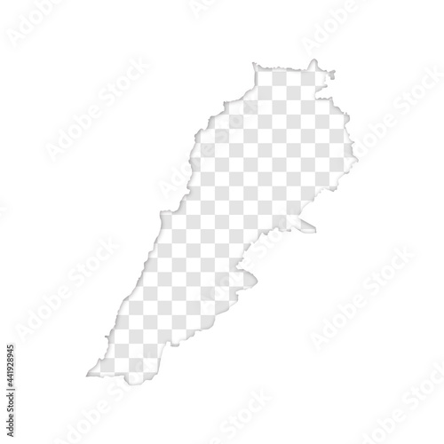 transparent silhouette of Lebanon map with shadow