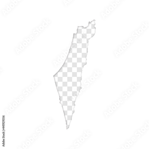 transparent silhouette of Israel map with shadow
