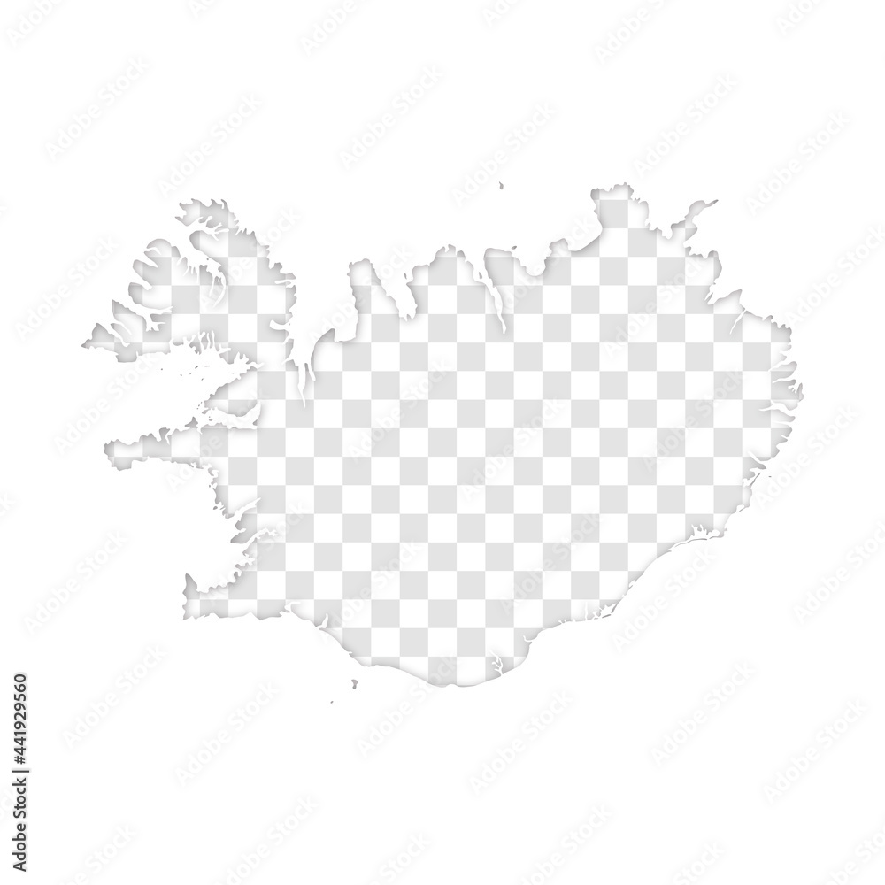 transparent silhouette of Iceland map with schadow