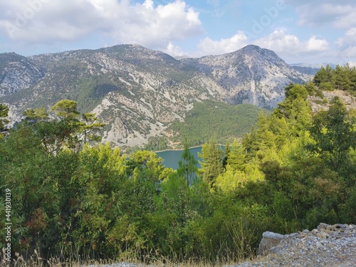 landscape with lake and mountains