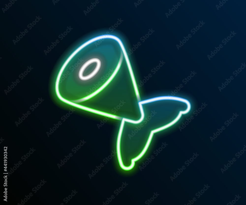 Glowing neon line Fish tail icon isolated on black background. Colorful outline concept. Vector Glowing neon line Fish tail icon isolated on black background. Colorful outline concept. Vector