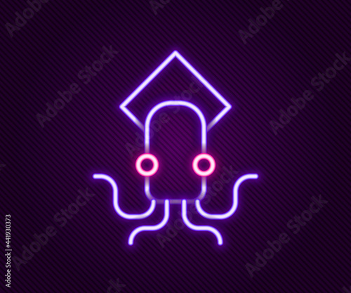 Glowing neon line Octopus icon isolated on black background. Colorful outline concept. Vector