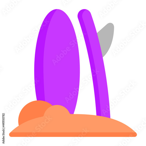 Surfboard icon with flat style. Suitable for website design, logo, app and UI. Based on the size of the icon in general, so it can be reduced.