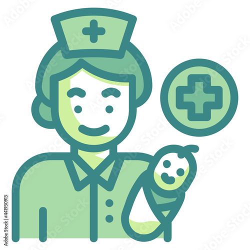 midwife blue line icon