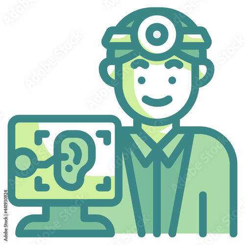 otolaryngologist blue line icon