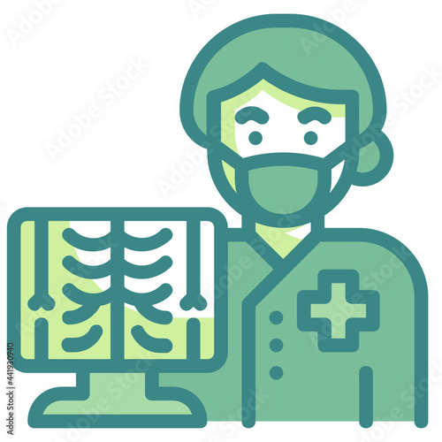 radiologist blue line icon