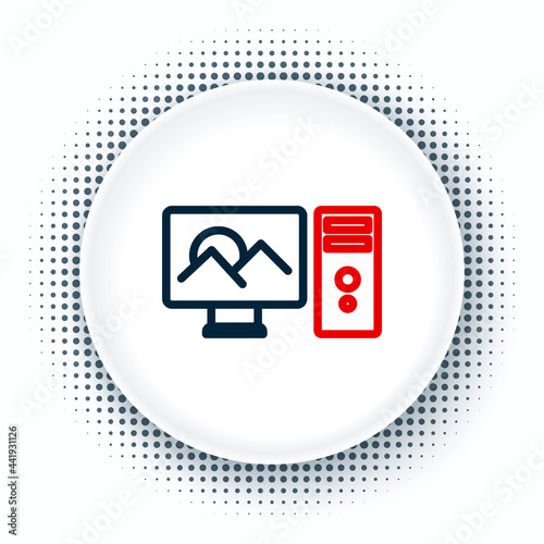 Line Photo retouching icon isolated on white background. Photographer, photography, retouch icon. Colorful outline concept. Vector