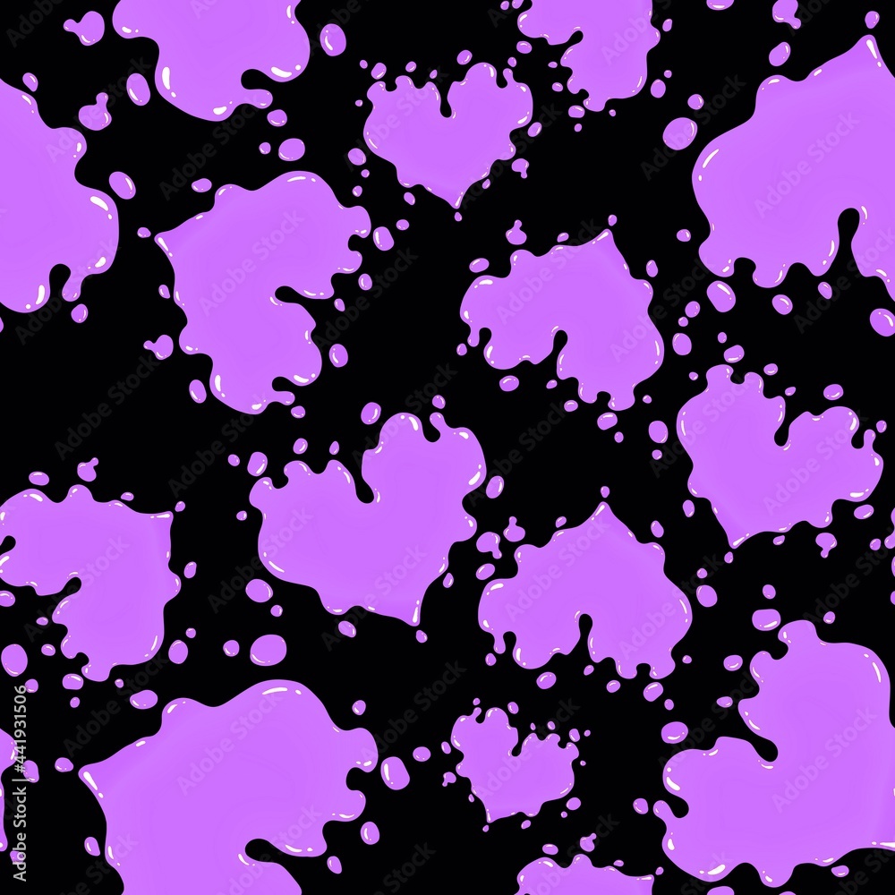 Lilac liquid hearts on a white background. Seamless pattern. Abstract artistic repeating pattern. Lilac liquid hearts on a white background. Seamless pattern. Abstract artistic repeating pattern.