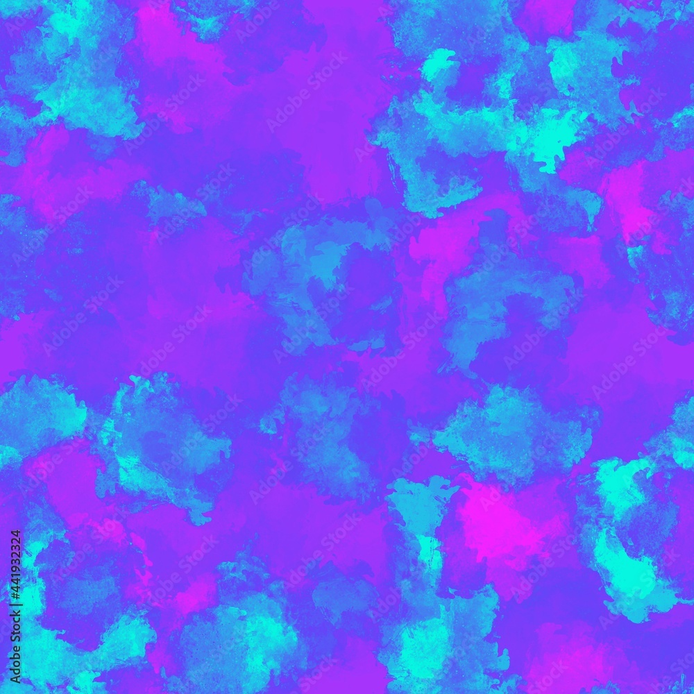 Blue, lilac, pink paint strokes, stains. Seamless pattern. Impressionistic wallpaper. Artistic background.