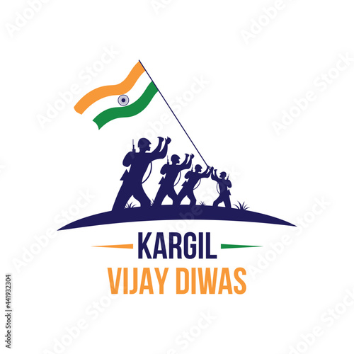 illustration of silhouettes of soldiers abstract concept for Kargil Vijay Diwas, Vector illustration white background photo