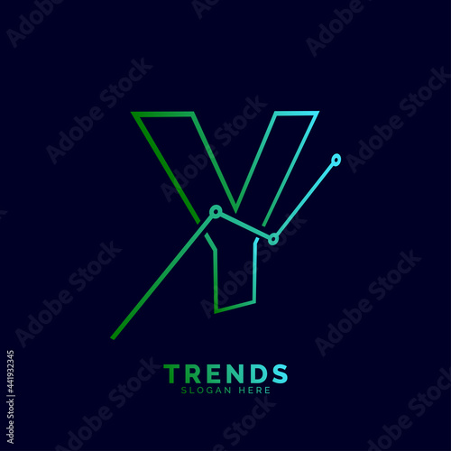 dynamic outline letter Y trends statistic vector logo design © badutsirkus