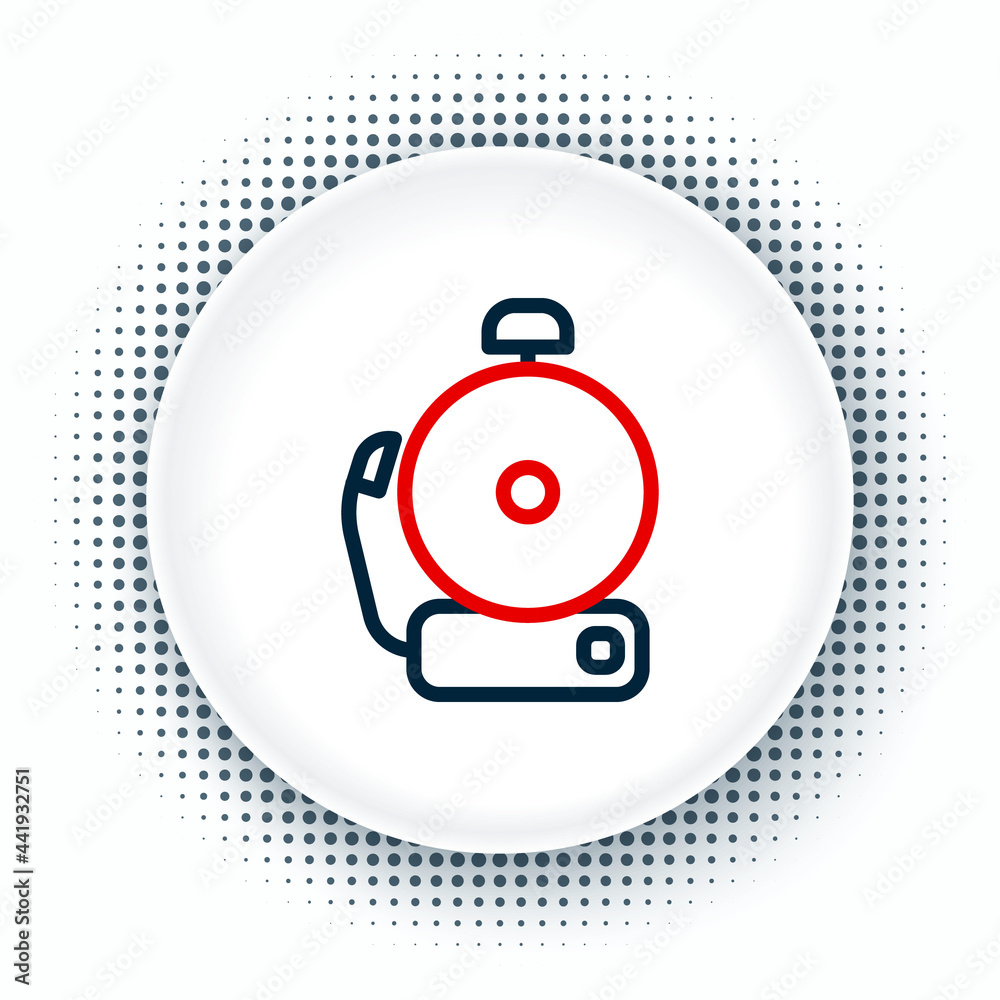 Line Ringing alarm bell icon isolated on white background. Alarm symbol, service bell, handbell sign, notification symbol. Colorful outline concept. Vector Line Ringing alarm bell icon isolated on white background. Alarm symbol, service bell, handbell sign, notification symbol. Colorful outline concept. Vector