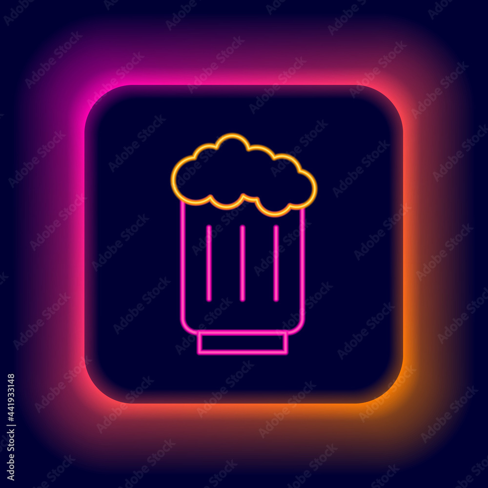 Glowing neon line Wooden beer mug icon isolated on black background. Colorful outline concept. Vector Glowing neon line Wooden beer mug icon isolated on black background. Colorful outline concept. Vector