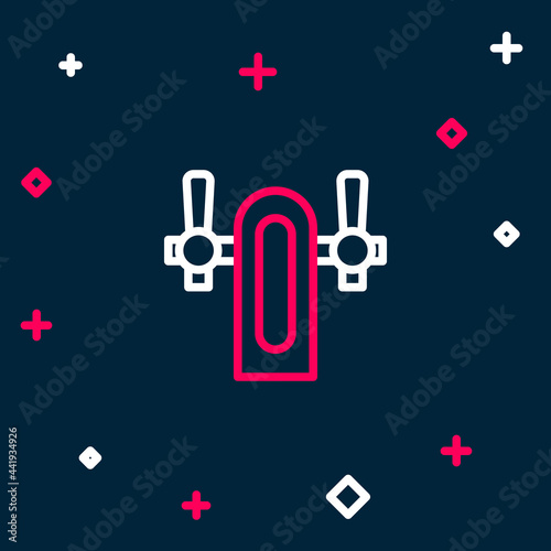 Line Beer tap icon isolated on blue background. Colorful outline concept. Vector