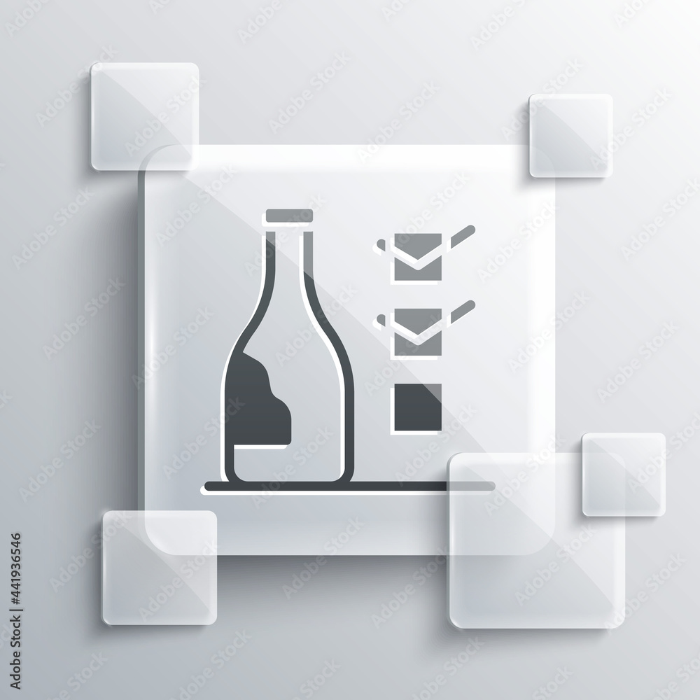 Grey Bottle of wine icon isolated on grey background. Square glass panels. Vector Grey Bottle of wine icon isolated on grey background. Square glass panels. Vector