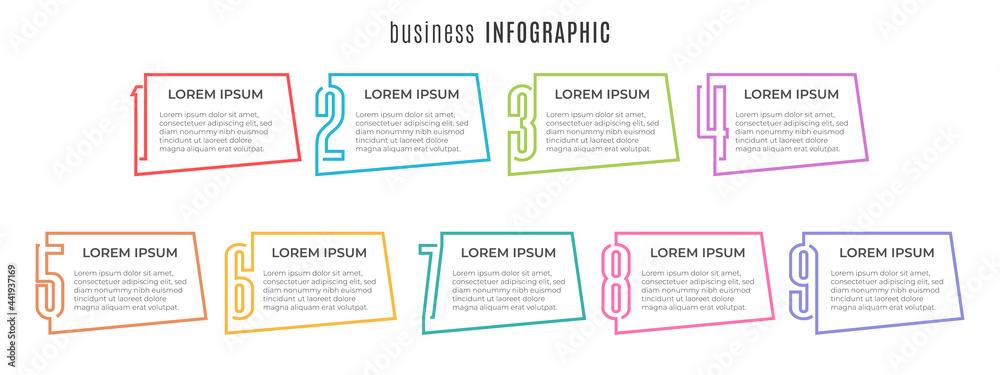 Elements infographic template 9 options.