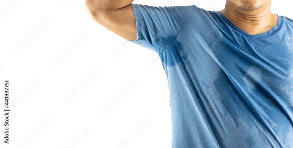 Armpit the sweat and male body odor white background - obrazy, fototapety, plakaty 
