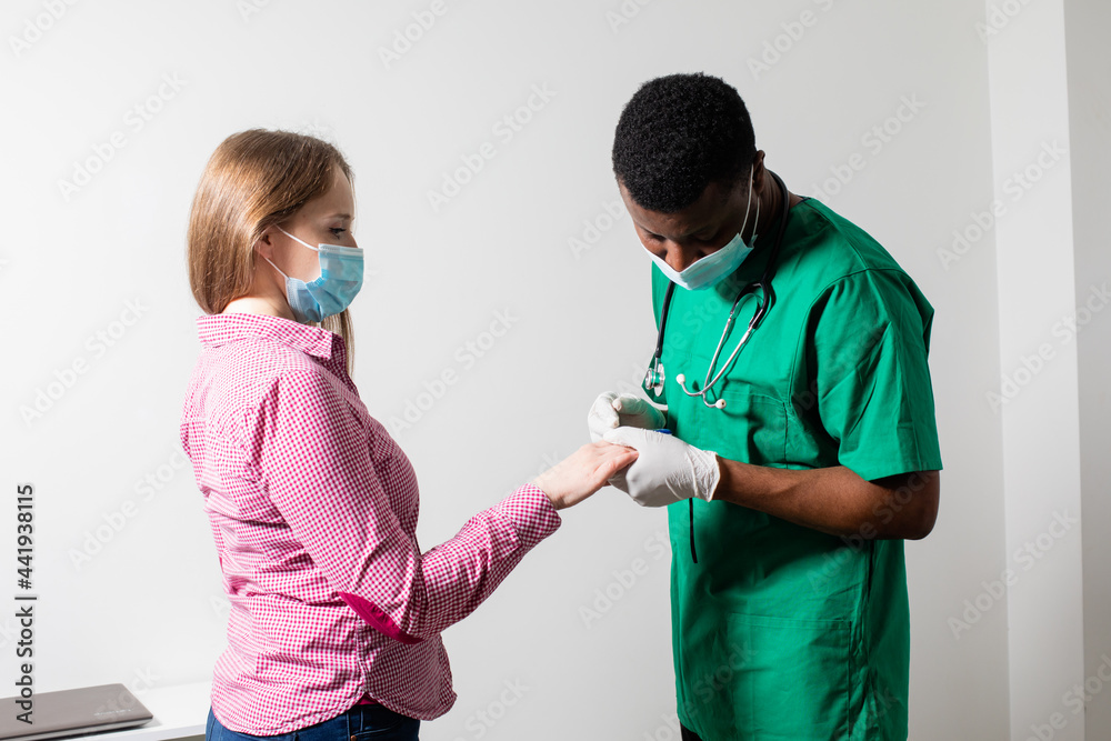Doctor providing health check for patient after covid-19 Doctor providing health check for patient after covid-19