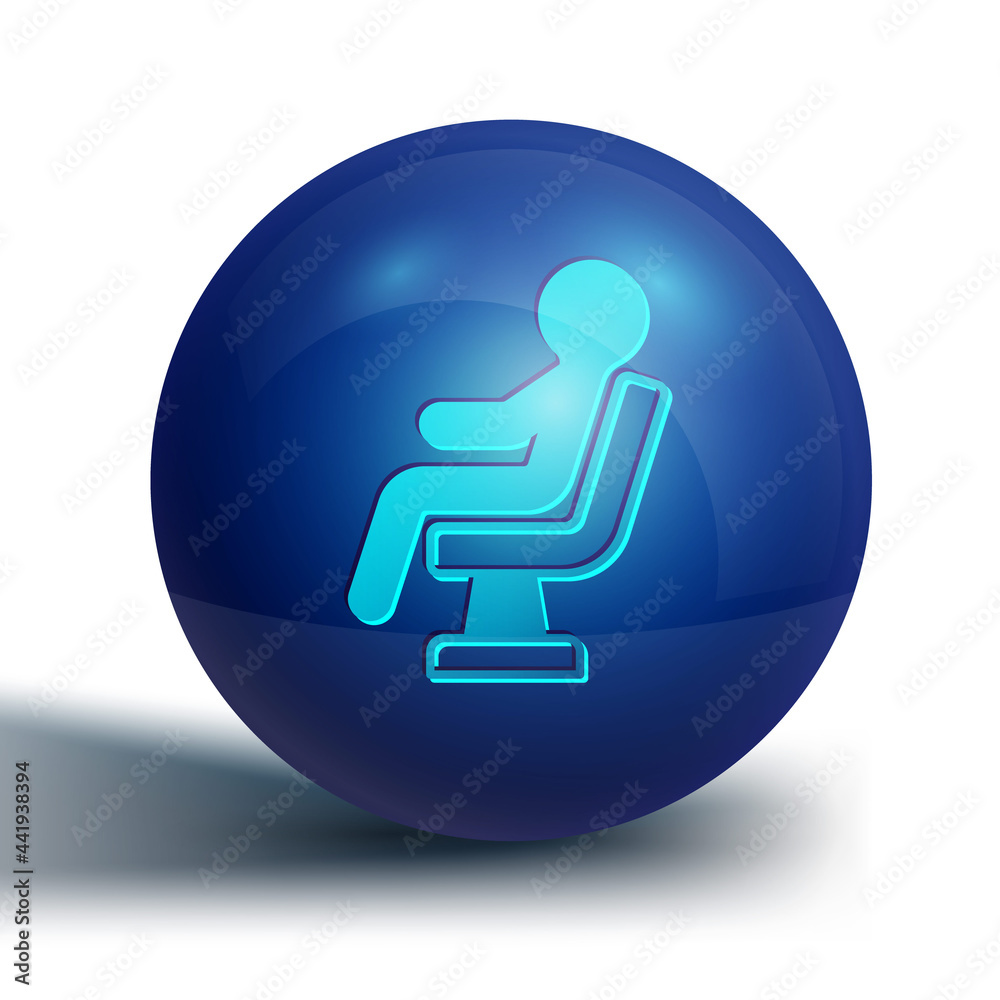 Blue Human waiting in airport terminal icon isolated on white background. Blue circle button. Vector Blue Human waiting in airport terminal icon isolated on white background. Blue circle button. Vector