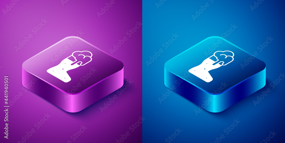 Isometric Boot beer glass icon isolated on blue and purple background. Square button. Vector Isometric Boot beer glass icon isolated on blue and purple background. Square button. Vector