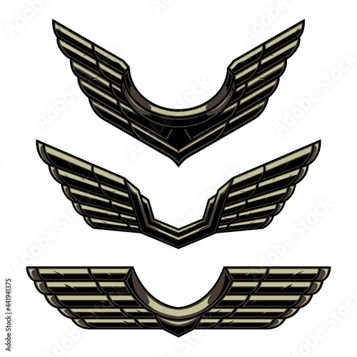 vector wing design with 3 shapes that can be applied to logon and so on