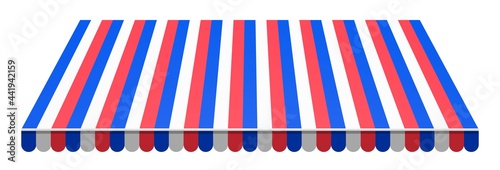 Markise in den Farben der französischen Flagge