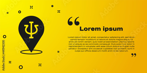 Black Psychology icon isolated on yellow background. Psi symbol. Mental health concept, psychoanalysis analysis and psychotherapy. Vector