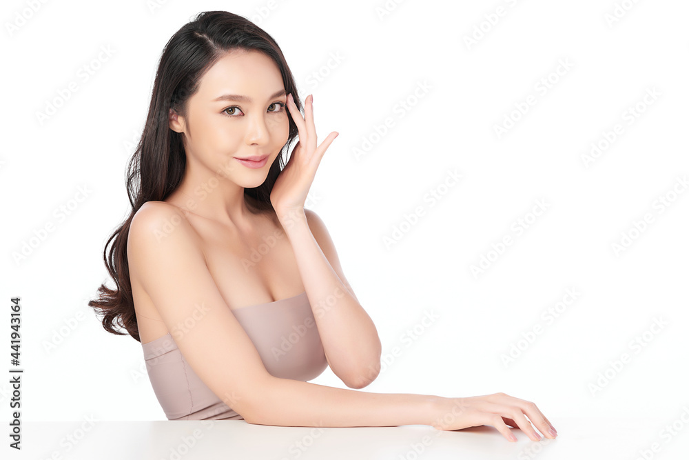 Beautiful young asian woman with clean fresh skin on white background, Face care, Facial treatment, Cosmetology, beauty and spa, Asian women portrait. Beautiful young asian woman with clean fresh skin on white background, Face care, Facial treatment, Cosmetology, beauty and spa, Asian women portrait.