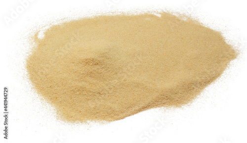 a pile of dry beach sand on a white background