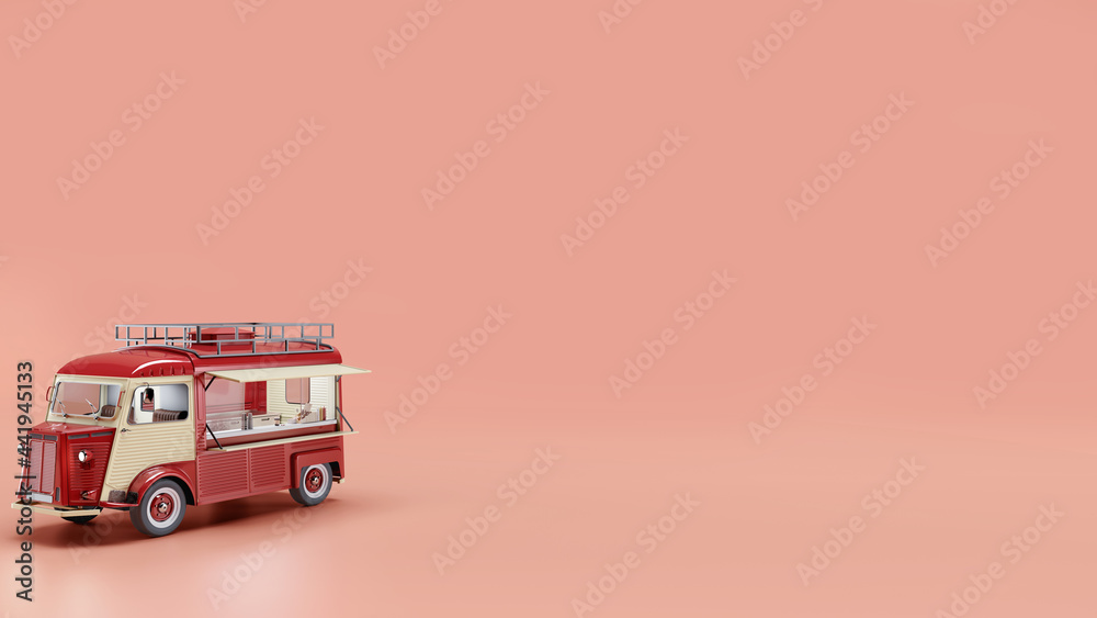 Red food truck with orange background . Stock Illustration | Adobe Stock