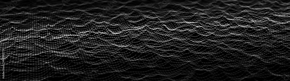 Abstract digital background of dots and lines. Futurustic computer code. Network or connection. Computer matrix. 3D rendering.